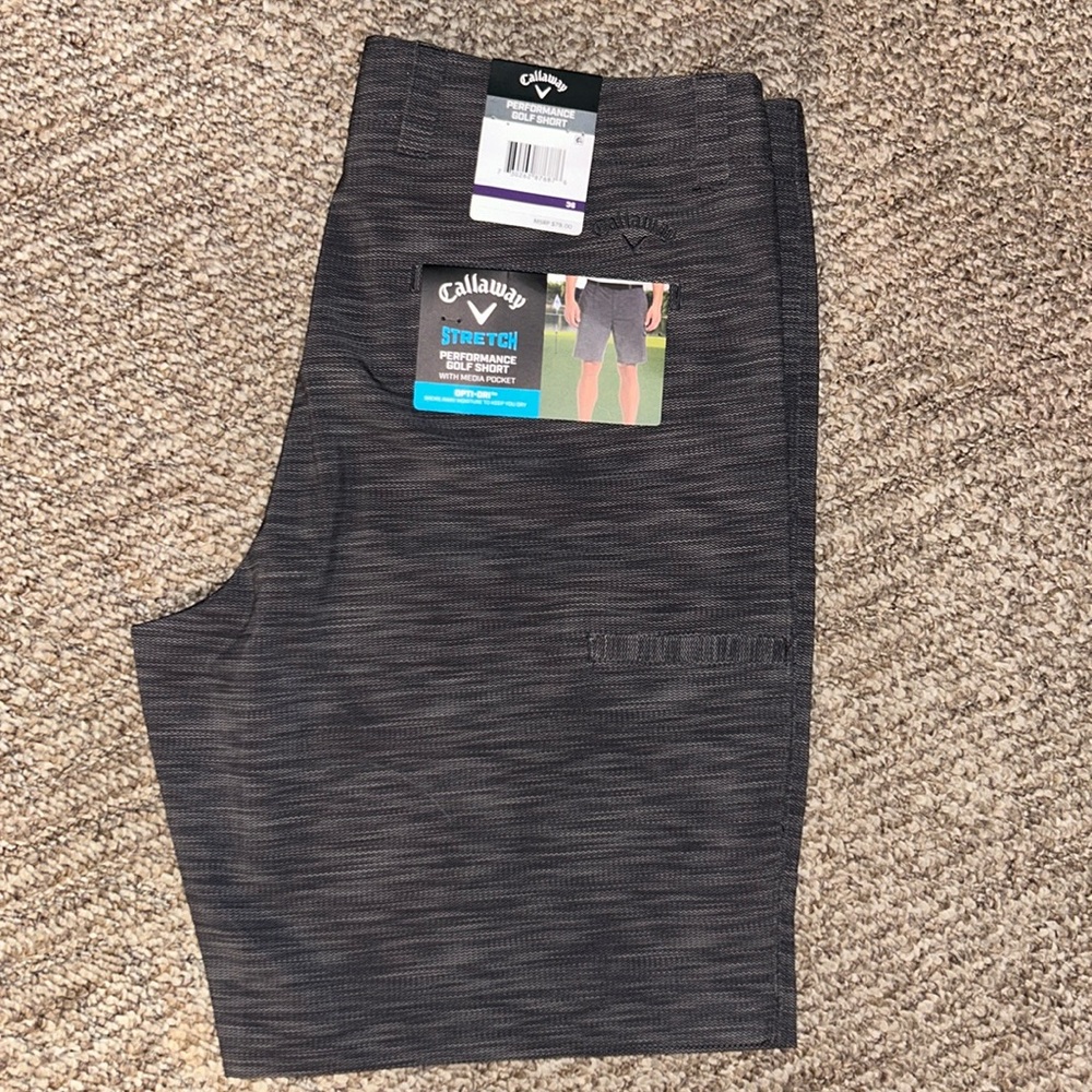 CALLAWAY PERFORMANCE MEN'S GOLF SHORTS SIZE 38 gray OPTI DRY STRETCH